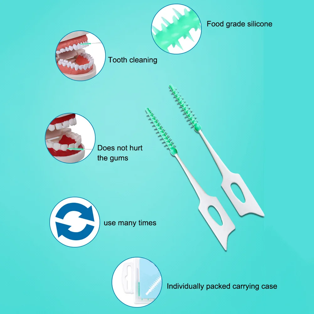 150 шт. одноразовые мягкие силиконовые пластиковые межзубные щетки для чистки