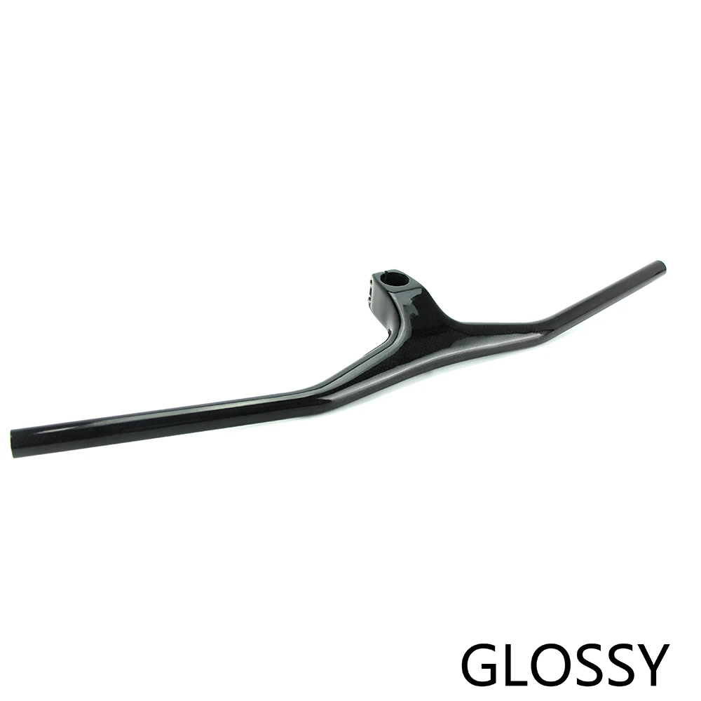 New No Logo 3K/UD Carbon One-shaped Integrated MTB Handlebar Bicycle Riser -17° degree With 80-110mm Match High quality | Спорт и