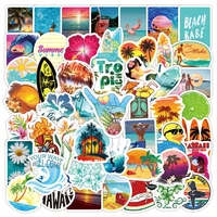 50pcs summer hawaii vacation stickers for notebooks trunk stationery cute sticker aesthetic craft supplies scrapbooking material