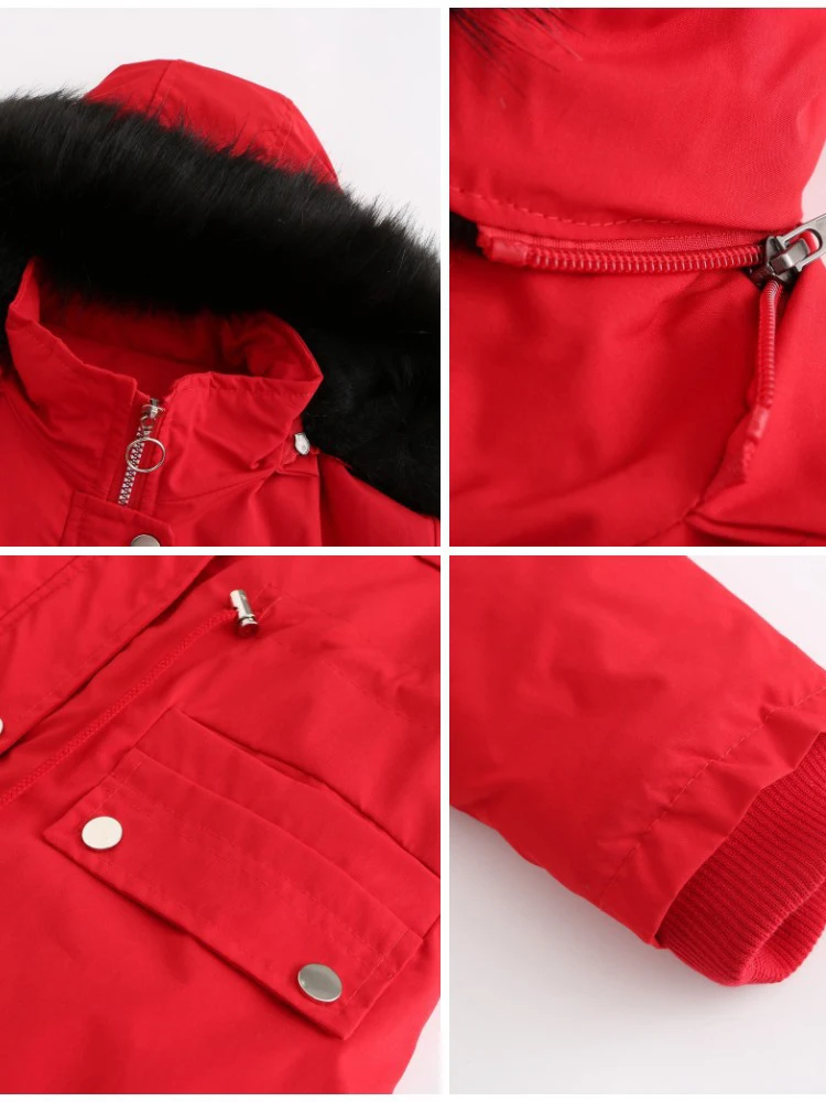 Winter Jacket Women Plush Thick Warm Hooded Fur Parka Cotton Padded Coat Detachable Cap Slim Long Outwear