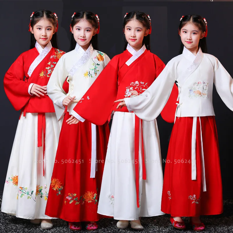 Для мамы и дочки Традиционный китайский костюм Hanfu Tang Детская Вечеринка платье