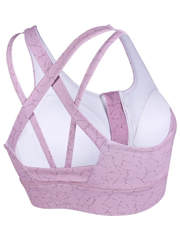

New Print Women's Sports Bra Crop Top For Fitness Gym Underwear Running Sportswear Female Push Up Zip Yoga Bra Top Women