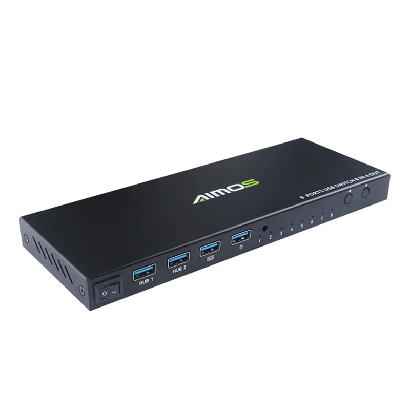 AIMOS 8 Ports KVM Switcher 8 in 1 Out USB Switch Splitter for Sharing Monitor Keyboard Mouse Adaptive EDID/HDCP Decryption