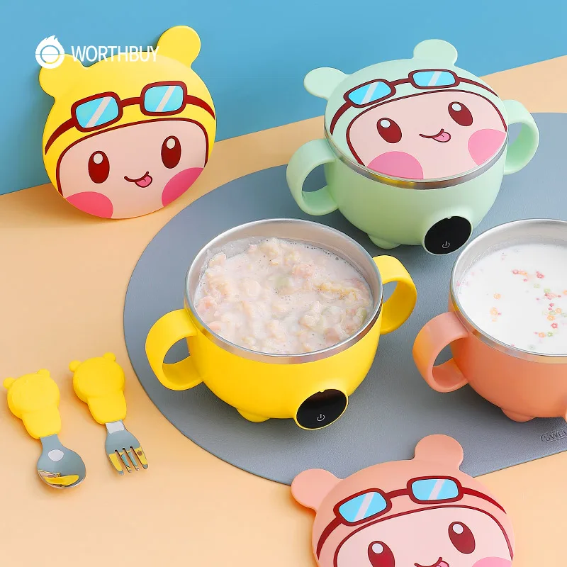 

Electric Thermal Bowl Stainless Steel Baby Feeding Bowl Waterproof Non-Slip For Baby Bento Lunch Box
