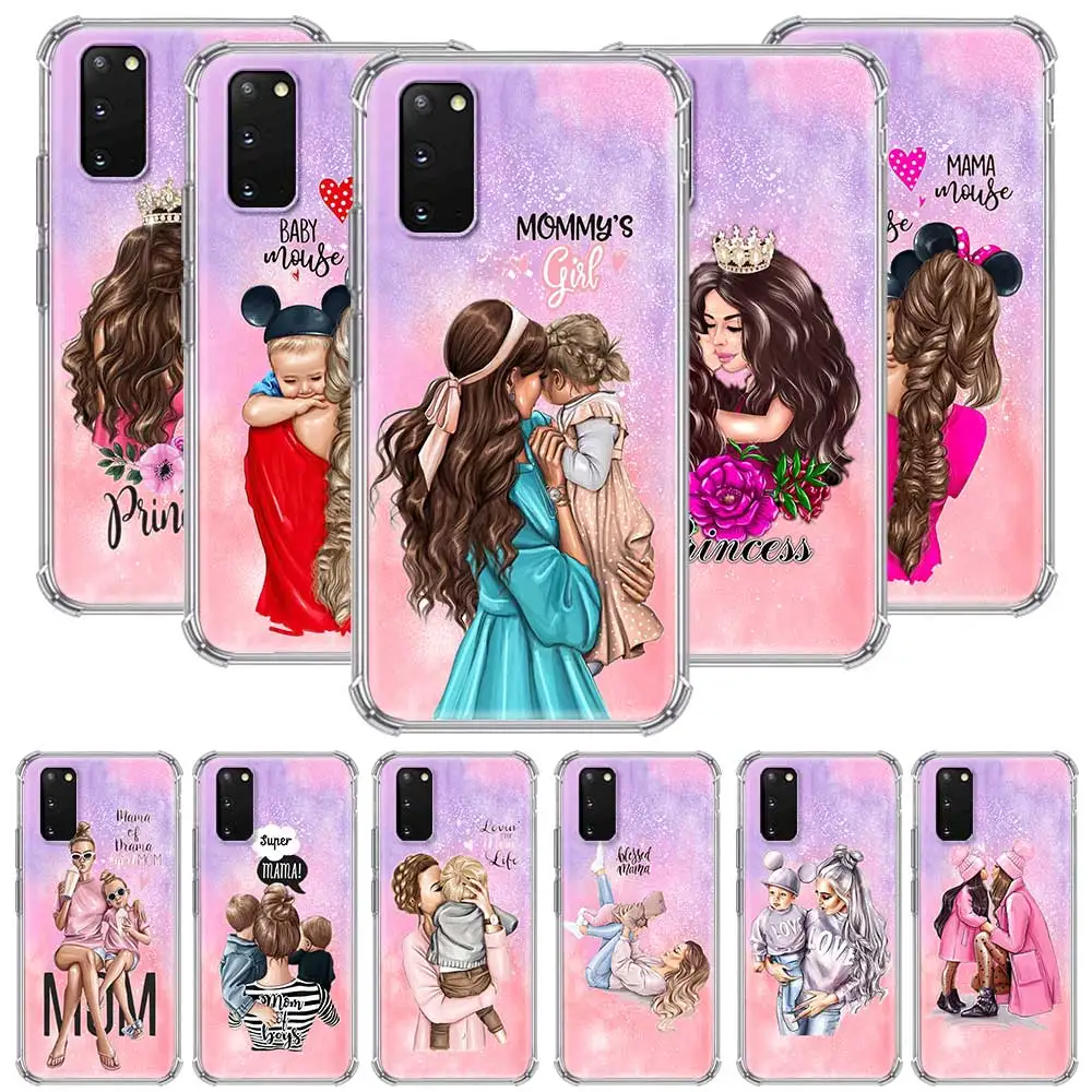 

Airbag Case for Samsung S21 S20 FE S8 S9 S10 Plus Ultra Phone Galaxy Note 20 10 9 Plus Lite Coque Baby Mom Girl Queen