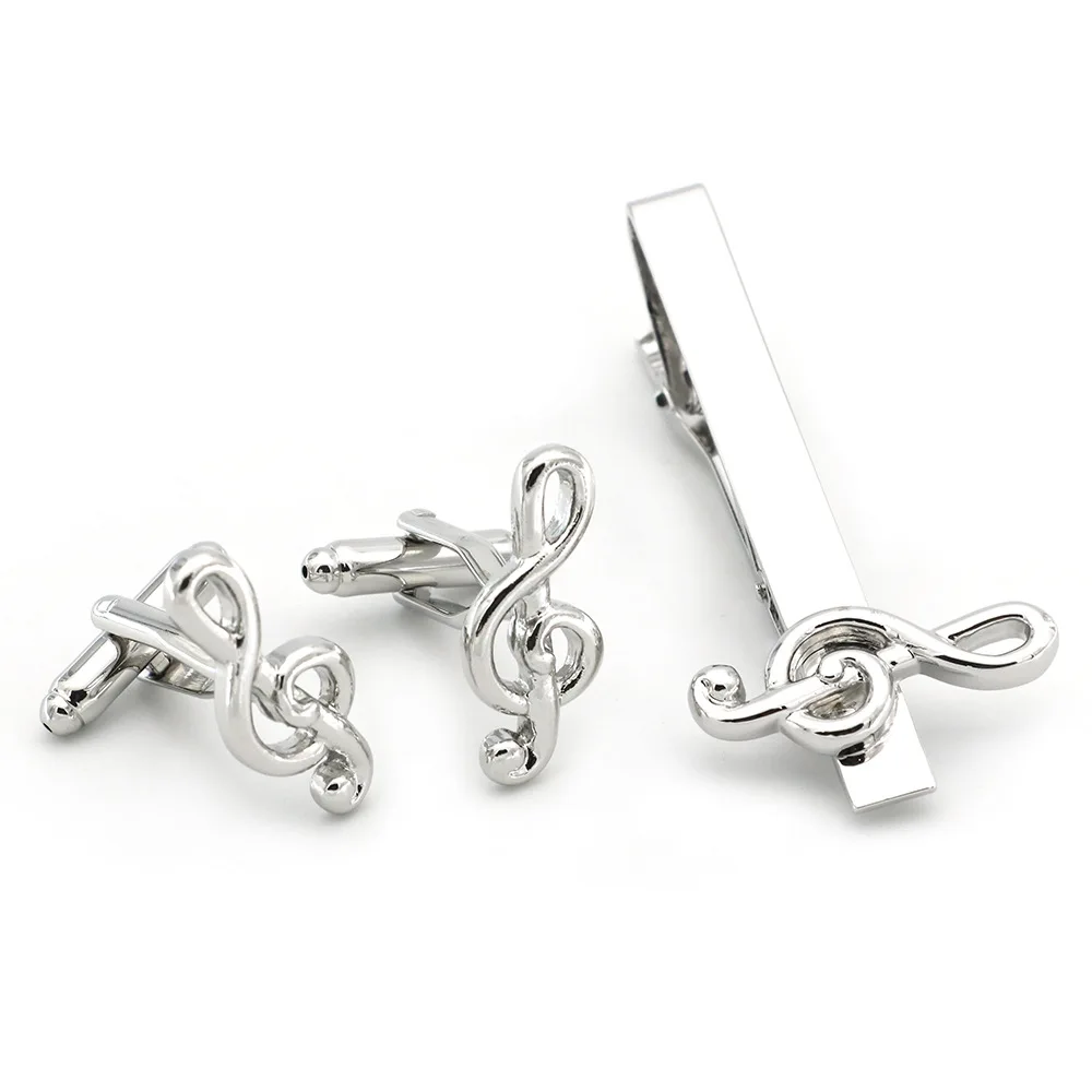 Серия искусства стальные цветные музыкальные запонки с символами набор зажимов
