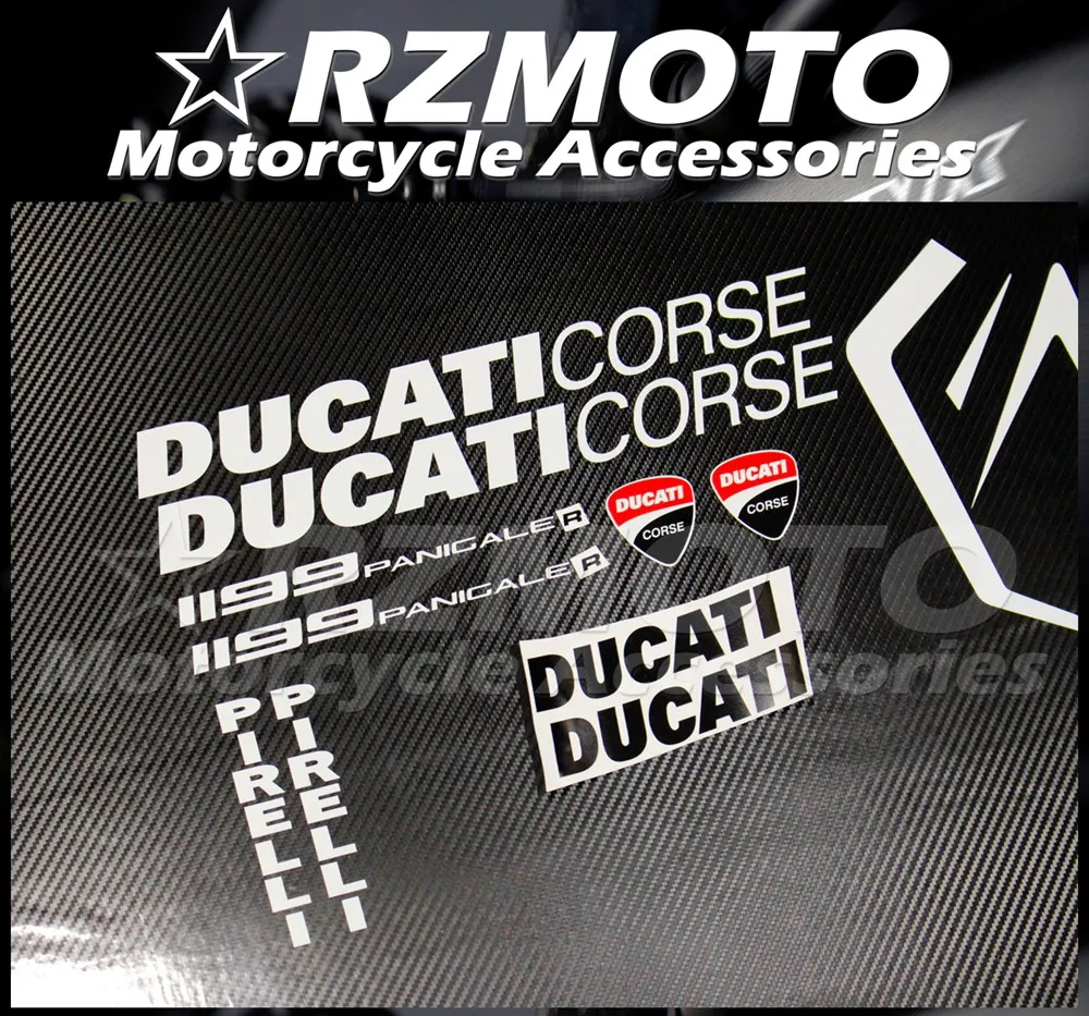 Пригодный для поездок на мотоцикле DUCATI 899 1199 959 1299 R S PANIGALE поездок на мотоцикле DUCATI CORSE мотоцикл наклейкой с лого деколью Pad обтекатель цветное DIY RZMOTO
