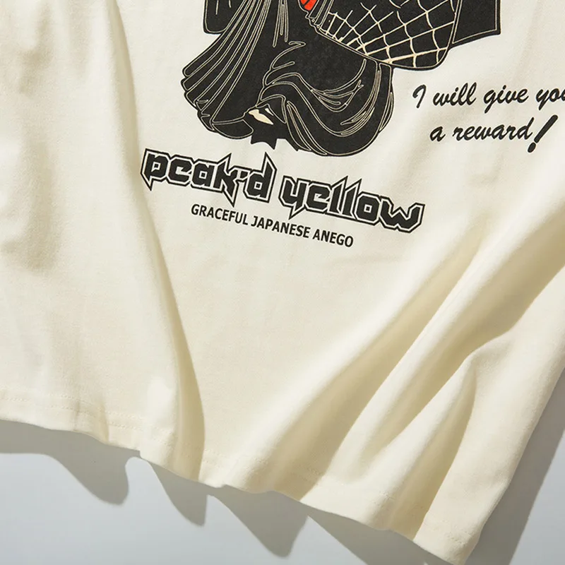 

Aolamegs Short Sleeve Tshirt Men Japanese Geisha Print T-Shirts Male Hip Hop Harajuku High Street Streetwear Casual Tops Tee Men