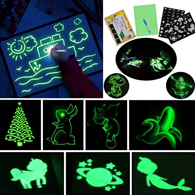 

Magic Luminous Drawing Board Kids Toy Tablet Draw In Dark Magic Light-Fun Fluorescent Pen Children Educational Toy For Children