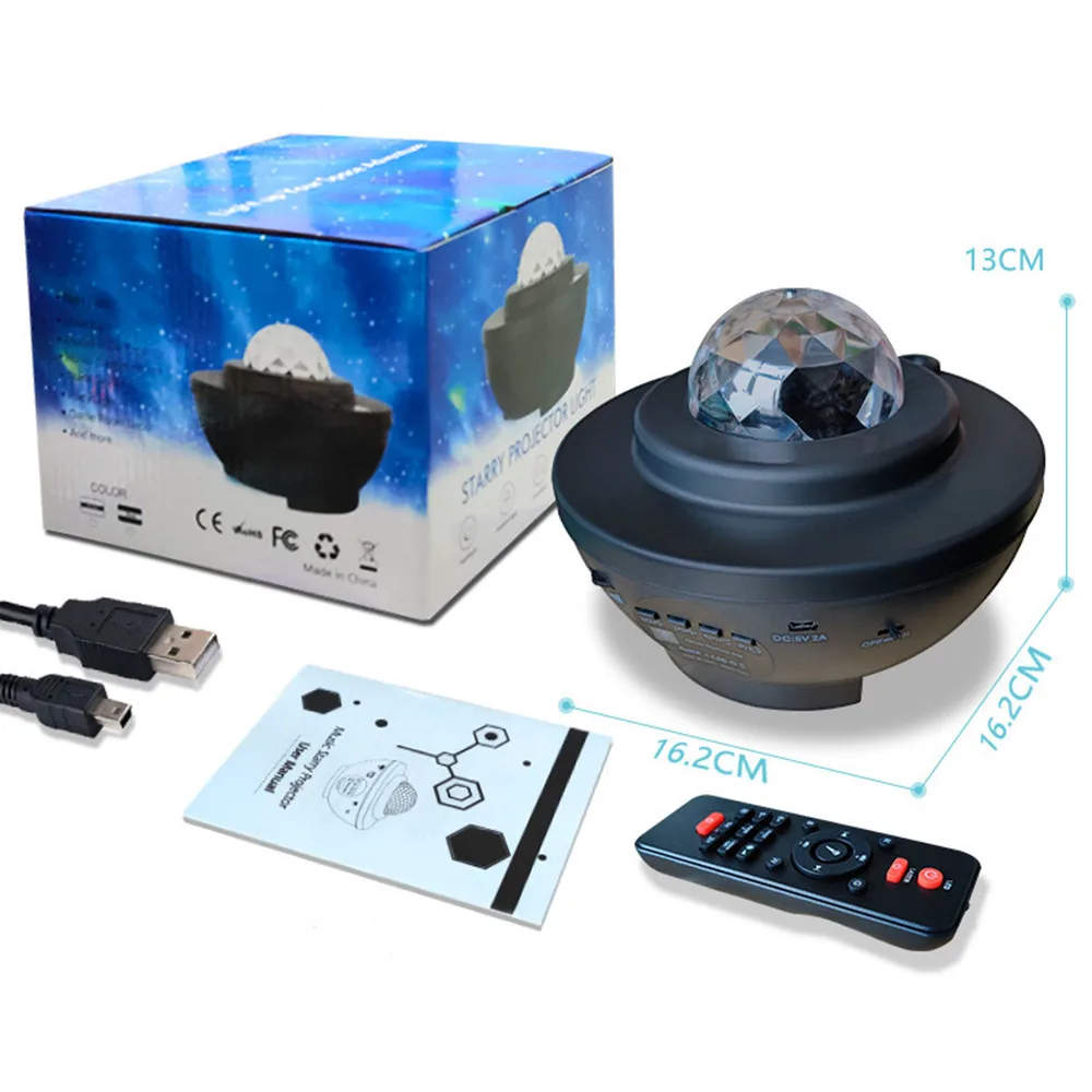 

8W Colorful LED Star Night Light Lamp Music Starry Water Wave Galaxy Projector Light Bluetooth USB Music Player Sound-Activated