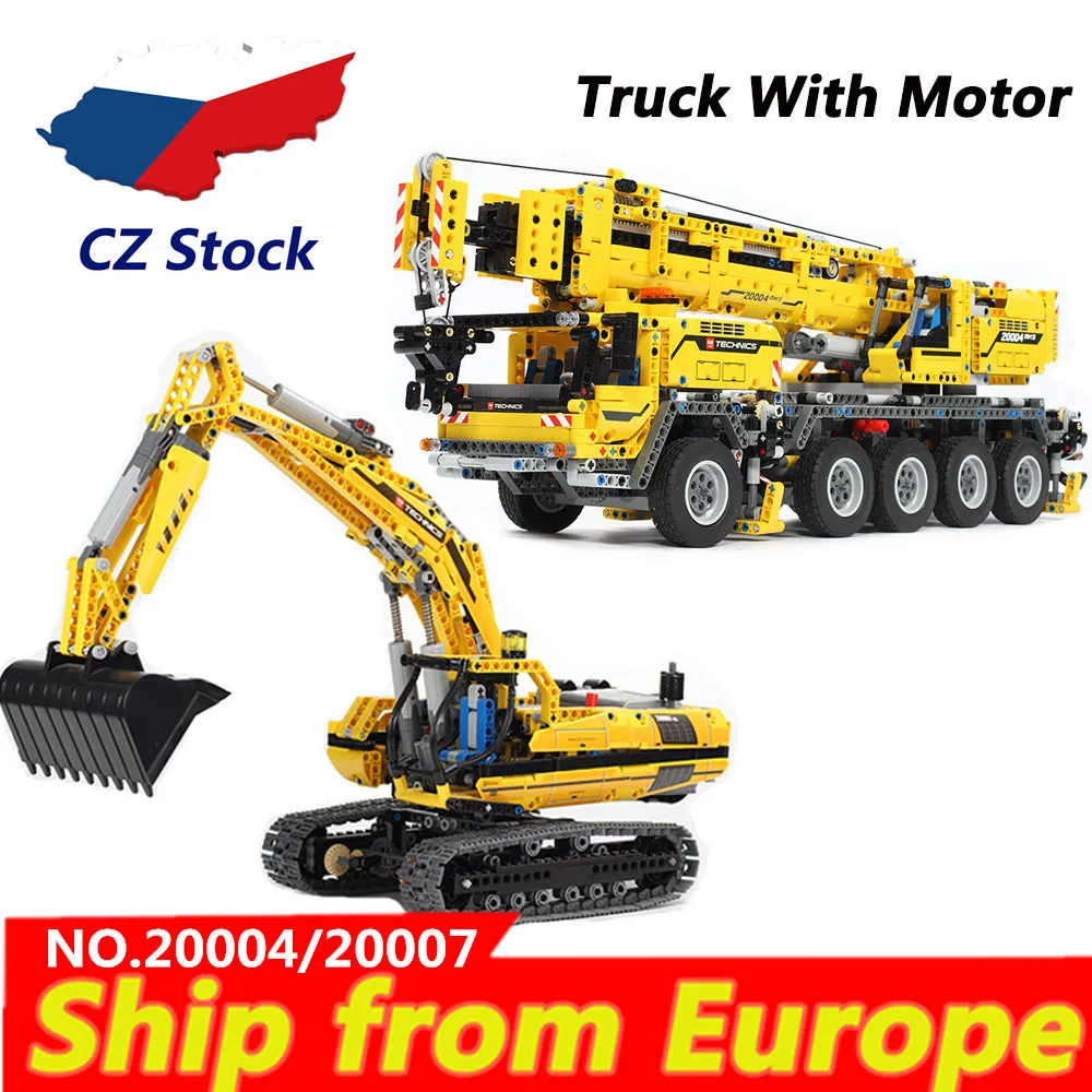 Lepinblocks 20004 20007 экскаватор RC автомобиль грузовик техника мощность мотор кран строительные блоки для грузовиков 8043 42009 Кирпичи игрушки для друзей