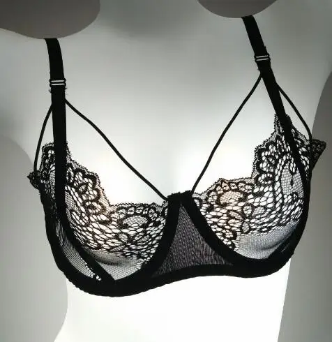 Новинка кружевной бюстгальтер с вырезами бретельками блестящий без подкладки