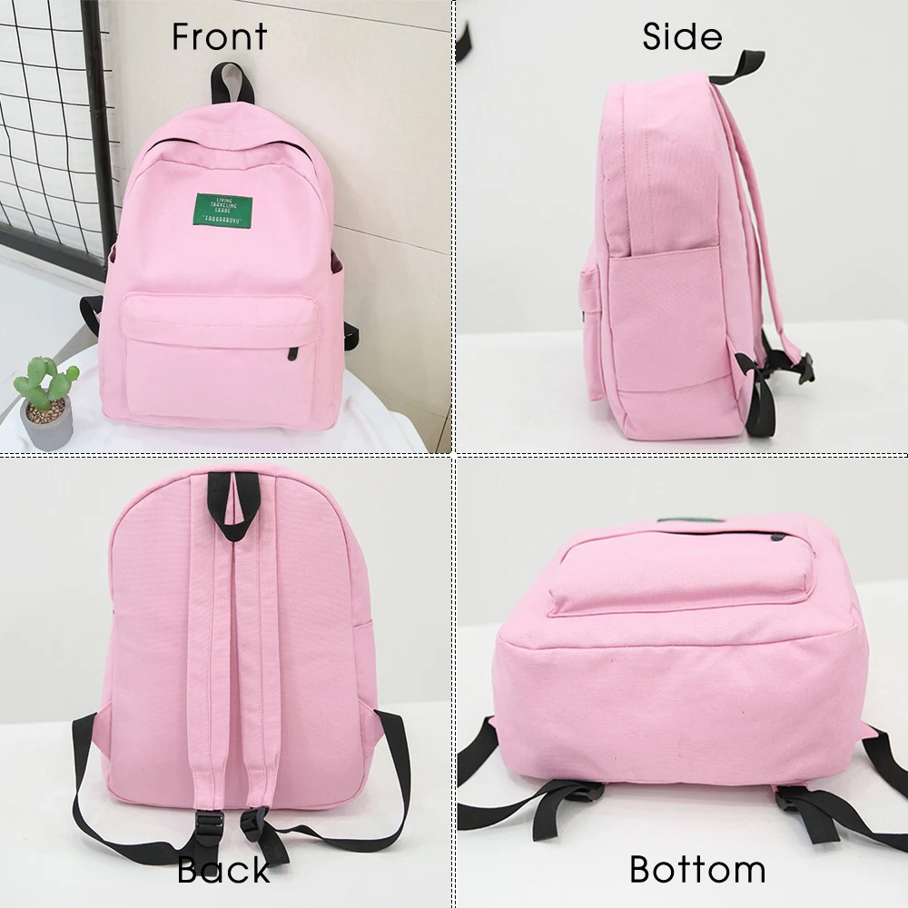 Школьный рюкзак TTOU для девочек-подростков однотонный холщовый дорожный ранец