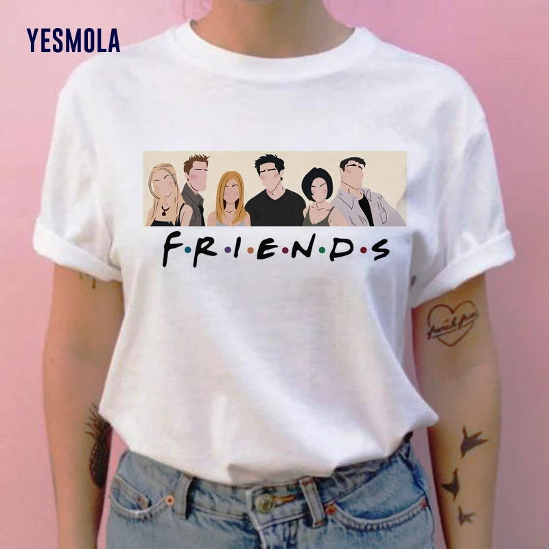 

YESMOLA Women Harajuku Tops Friends Tv Show Femme Clothes Casual Unisex T Shirt Summer Fashion Graphic Tees Printing Funny Girl