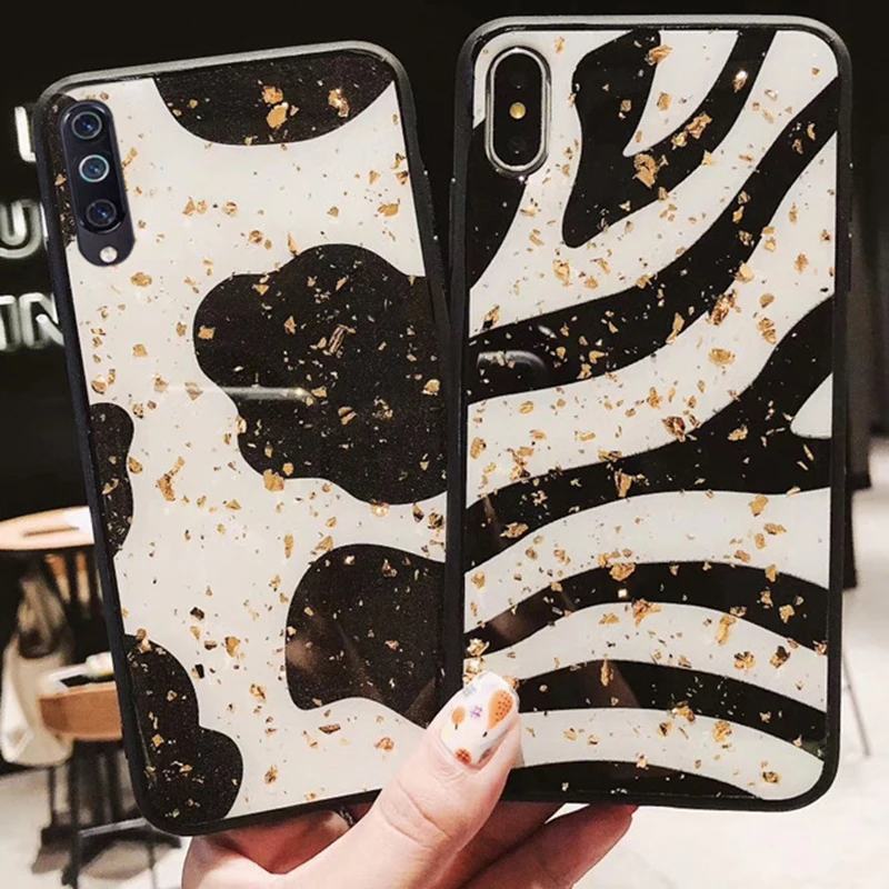 Золото Фольга Детские футболки с принтом Корова леопард чехол Зебра для samsung Galaxy