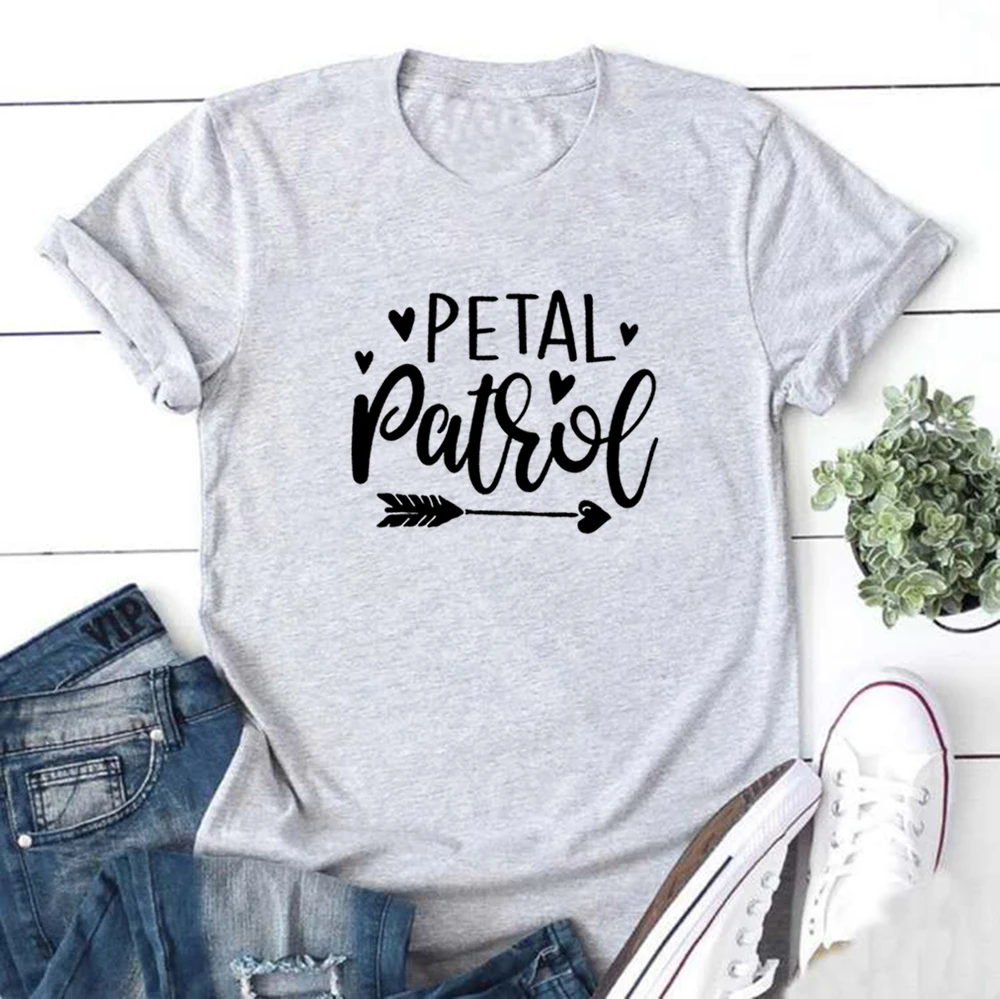 

Petal Patrol Funny T Shirts Women Cotton Summer Short Sleeve O-neck Tee Shirt Femme Casual Tshirt Women Top Loose Camiseta Mujer