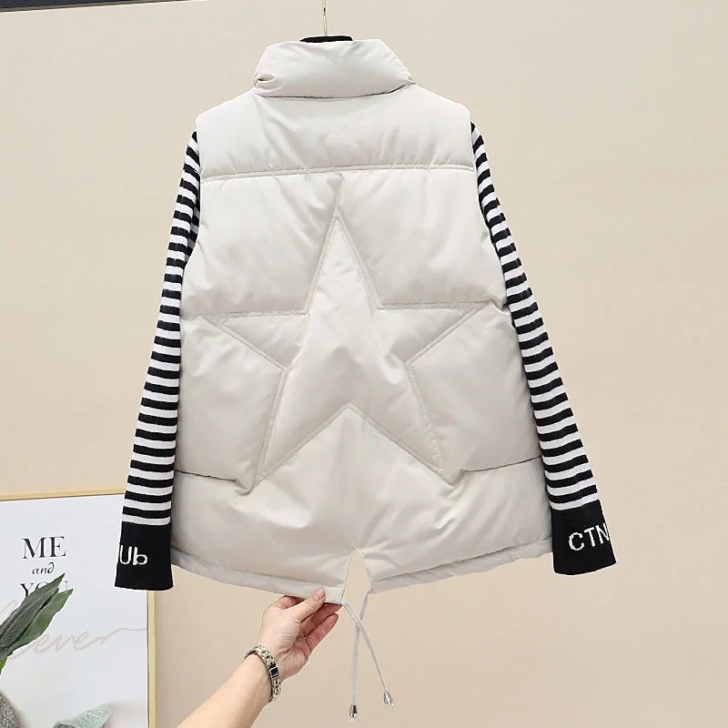 

Осенне-зимнее пальто, теплый жилет, 2021, корейский стиль, свободные пальто, утепленный короткий хлопковый жилет, Женская куртка-пуховик X389