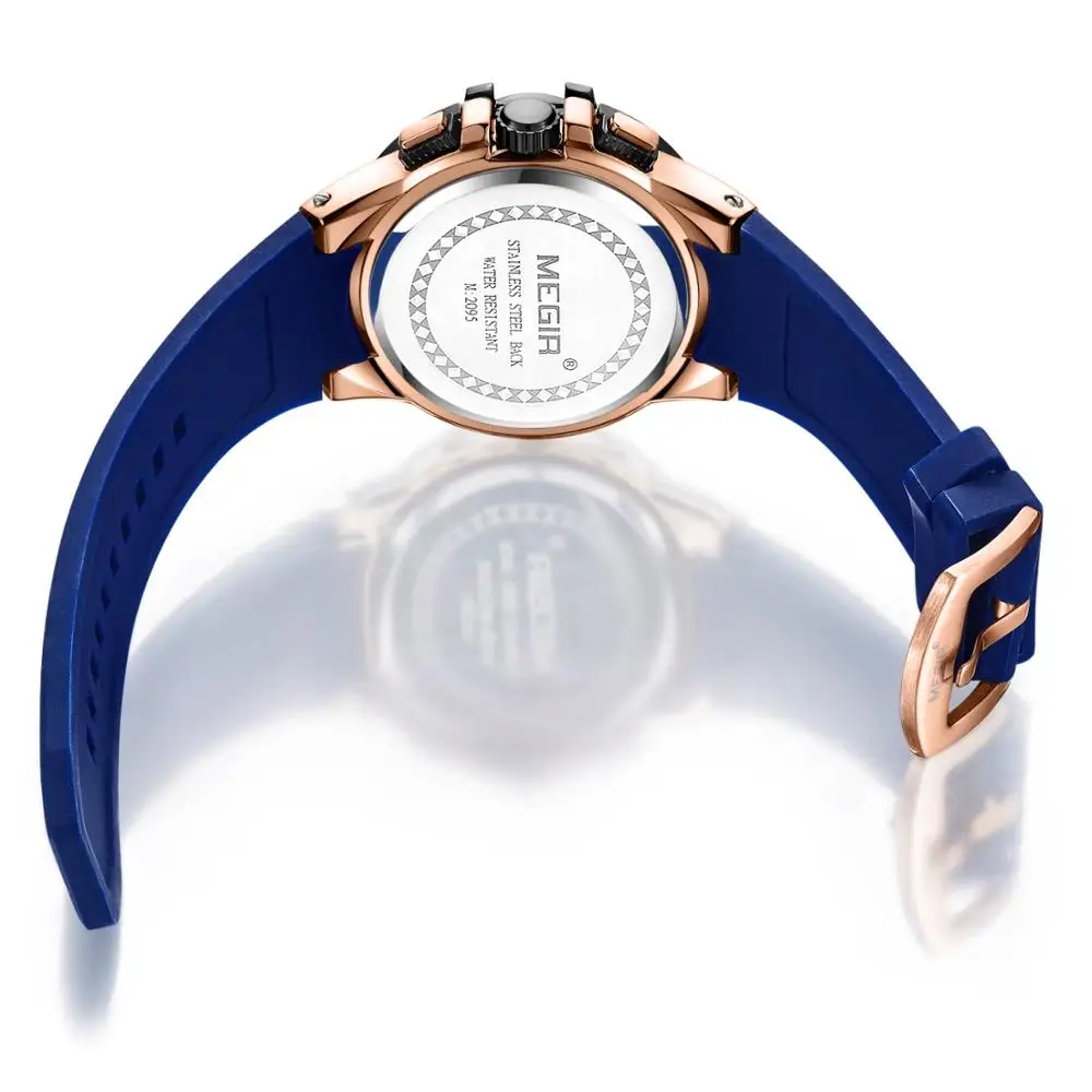 Часы MEGIR Мужские кварцевые с хронографом, брендовые, с силиконовым ремешком, 2095 от AliExpress WW