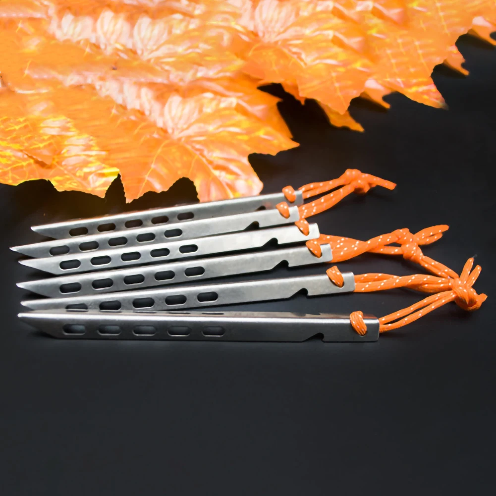 6 шт. из титана для палатки колышек V Форма титановый шип Ветрозащитный кемпинга