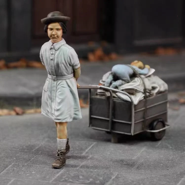 

Фигурка Модели GK из смолы в масштабе 1/35, маленькая девочка Второй мировой войны и его ручная тележка, несобранный и Неокрашенный комплект