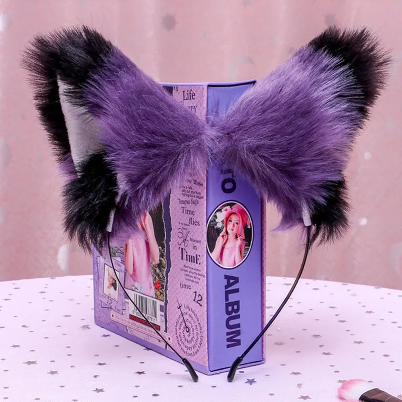 Красивая плюшевая повязка на голову с кошачьими ушками для маскарада и Хэллоуина