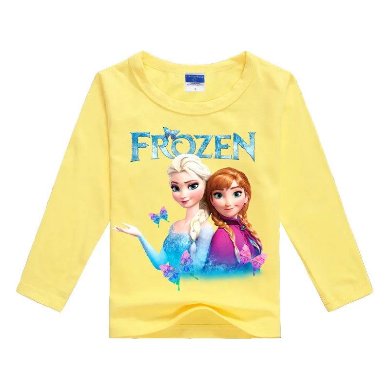 Disney-Camiseta de manga larga para ni&ntilde;as, camisa informal de dibujos animados de Frozen, princesa Anna, de 3 a 8 a&ntilde;os, primavera y oto&ntilde;o-4