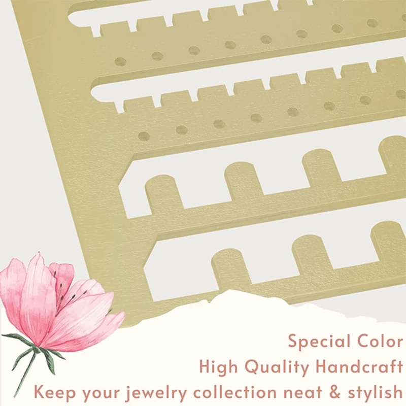 

50PE Wooden Hanging Jewelry Organizer Wall Mounted Necklace Earrings Display Stand Ear Studs Holder Storage Rack Home Decoration