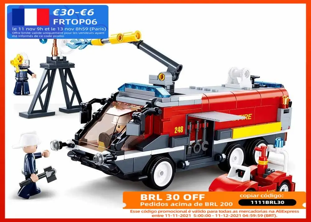 

M38-B0808 Sluban City All Terrain Fire Truck Hero Firetruck Car Vehicle Building Blocks Bricks Classic Model Toys for Kids Gifts