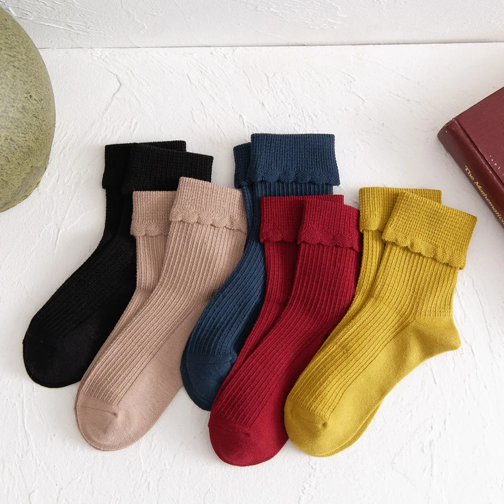 

Jeseca 2023 Autumn Winter Women Socks Solid Bamboo Fiber Long Socks for Women Girls Cute Harajuku Vintage Streetwear Crew Sock