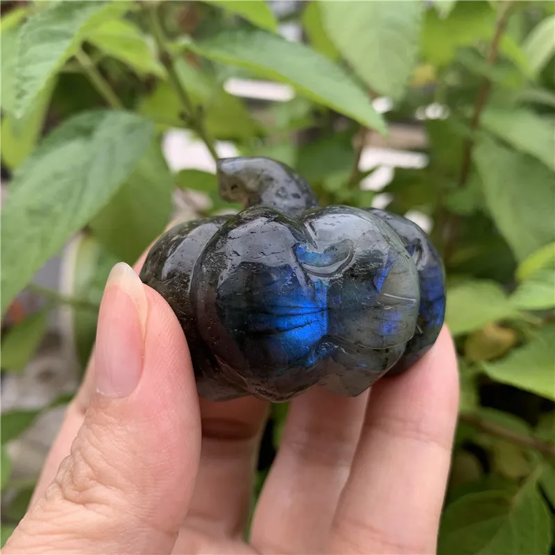 Природный лабрадорит ручной работы тыквы кварцевый кристалл Голова Статуя для