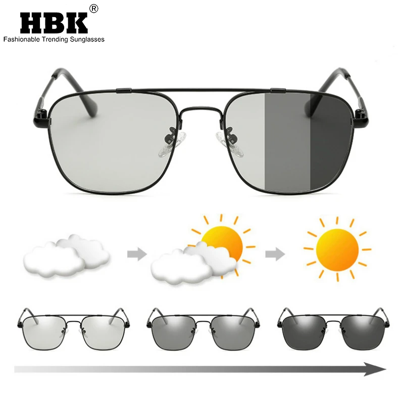 HBK квадратные фотохромные поляризационные солнцезащитные очки мужские и женские