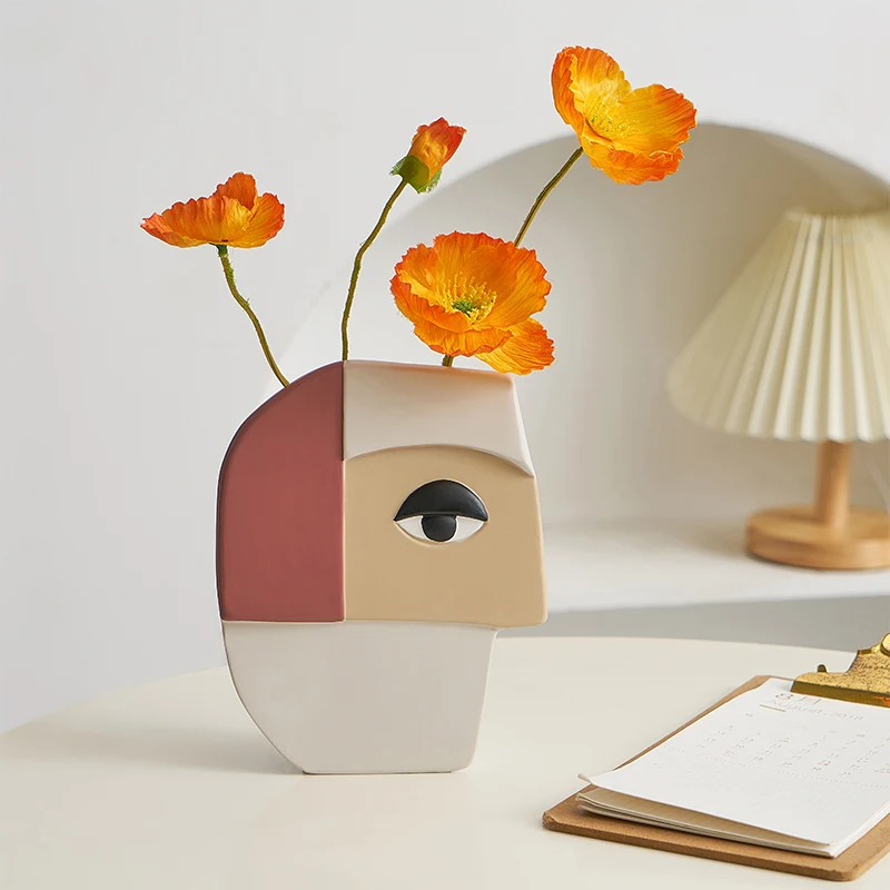 

Скандинавская креативная ваза с абстрактным человеческим лицом, Современная светильник роскошная модель для гостиной, телевизора, кабинет...