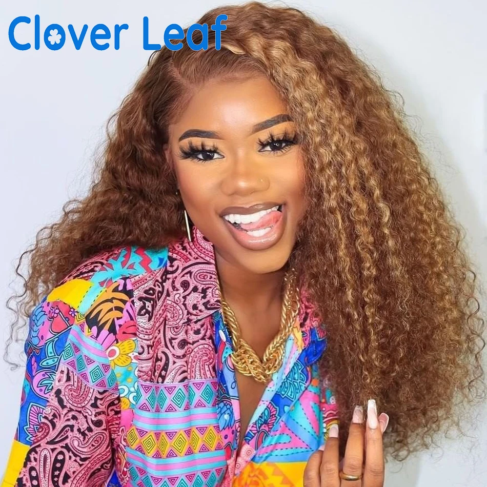 

Curly Lace Front Wig 13x4 Transparent Lace Frontal Wig Highlighted Lace Frontal Wig Deep Wave Wig HD Lace Front Human Hair Wig