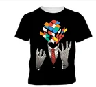 Детская футболка с 3D принтом, Забавный Галактический волшебный куб, Орел, Повседневная футболка для мальчиков и девочек, летняя футболка 2021
