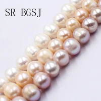free shipping 10x12mm wholesale white pink purple egg shape natural freshwater pearl loose beads string 15