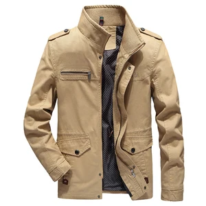 Men's Jacket Coat Washed Pure Cotton Outdoor Men's Casual Solid Color Multi Pocket Spring And Autumn Windbreaker Men's Clothes 10 item image