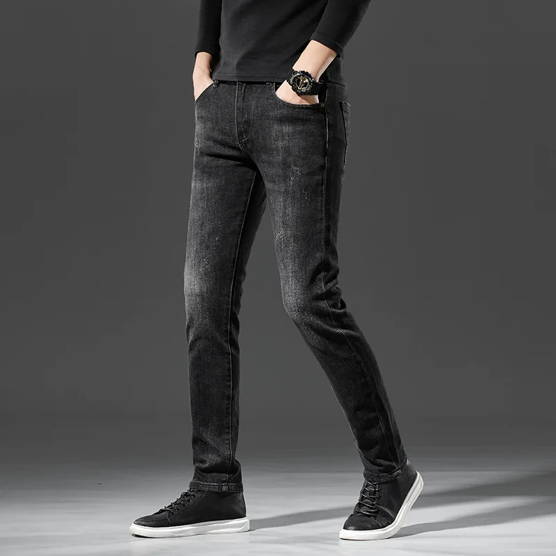 

2021 new jeans Korean fashion versatile stretch slim men's casual pants