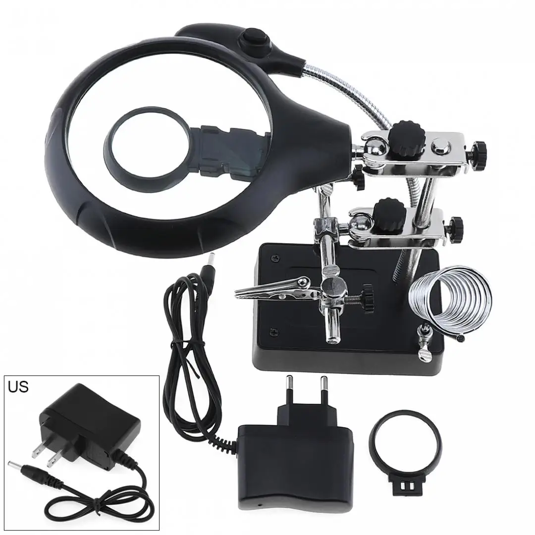 10X Desk-top Multifunctional Adjustable Rechargeable Welding Magnifier with 2 Exchangeable Lens and 5 LED Auxiliary Clip | Инструменты