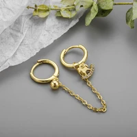 new fashion golden chain tassel drop earrings for women crystal round bell horse pendant huggie elegant dangle earring jewelry