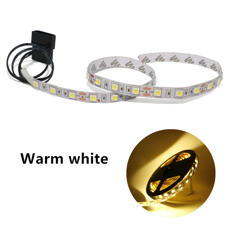 warm white Чехол для компьютера, клейкая лента, светильник 5050 SMD, гибкая светодиодная лента 12В, ПК, фоновый светильник, красный, желтый, зеленый, RGB, 12 цветов - Испускаемый цвет: warm white