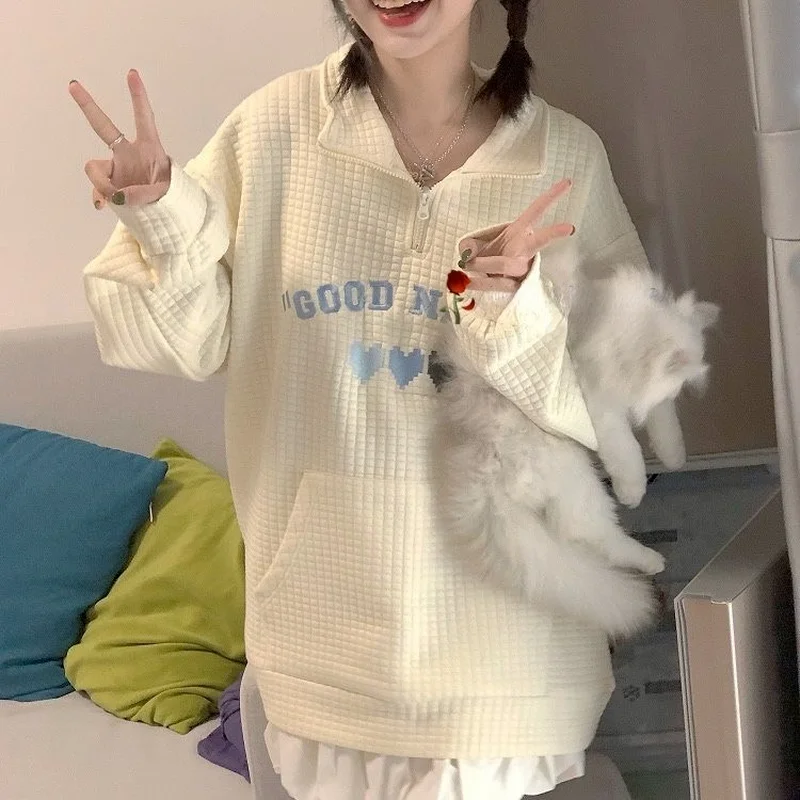 Женские Дизайнерские свитшоты с вышивкой буквами бойфренда в стиле Харадзюку