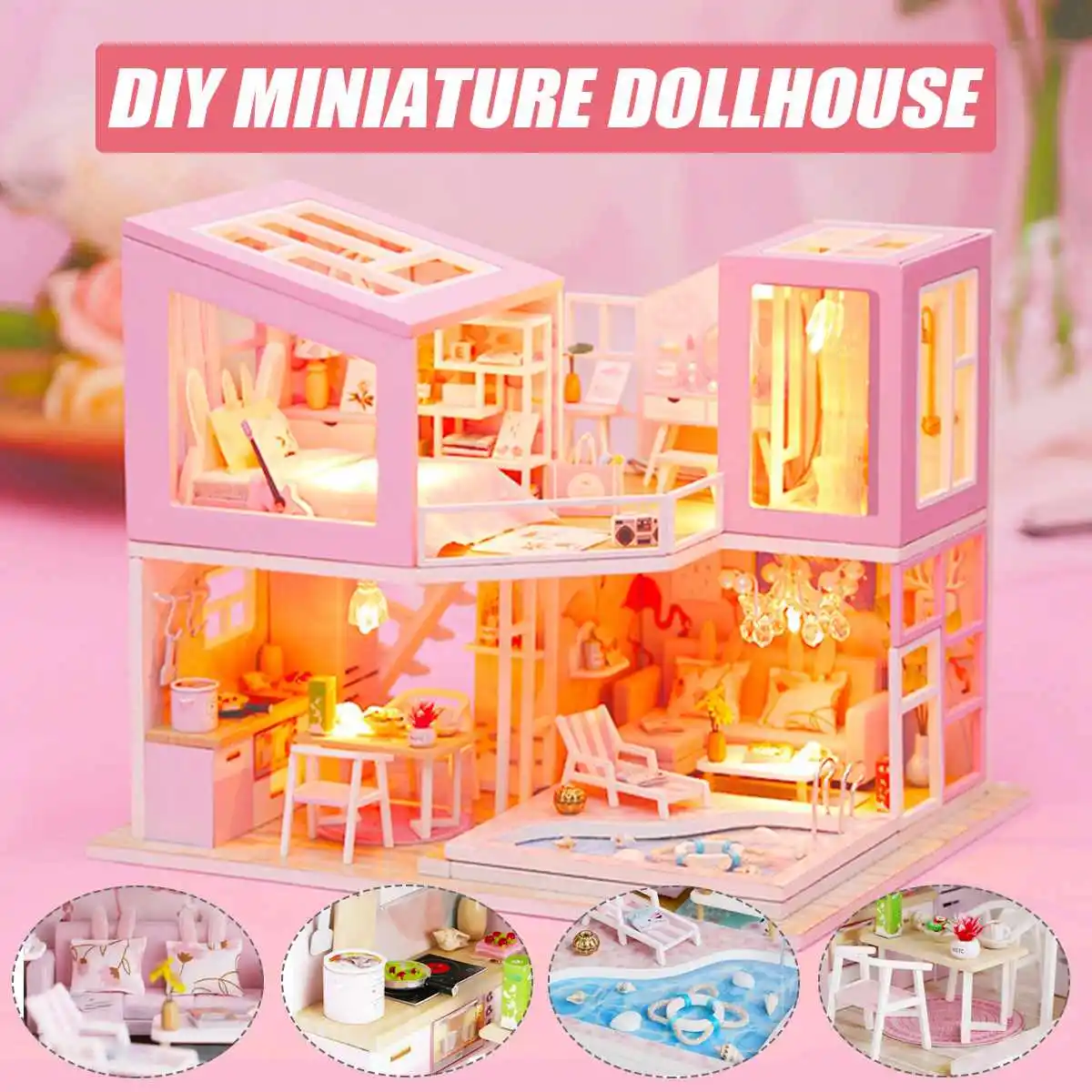 

DIY кукольная мебель 3D Кукольный дом Миниатюрные аксессуары мини кукольный домик набор игрушки для детей на день рождения рождественские по...