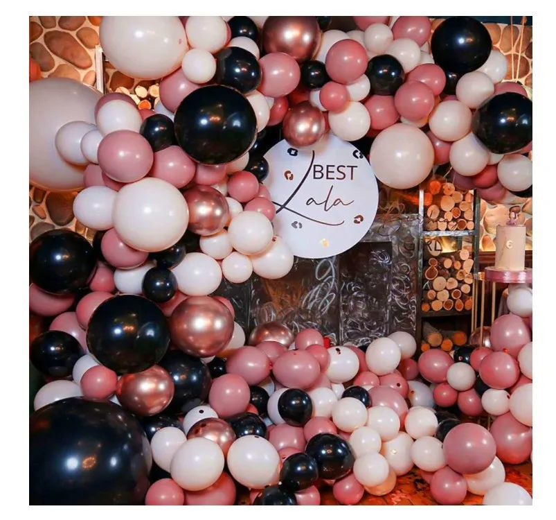 

132pcs Wedding Party Supplies Balloon Garland Arch Kit Pink Black for Girl Birthday Baby Shower Engagement Party Decoration