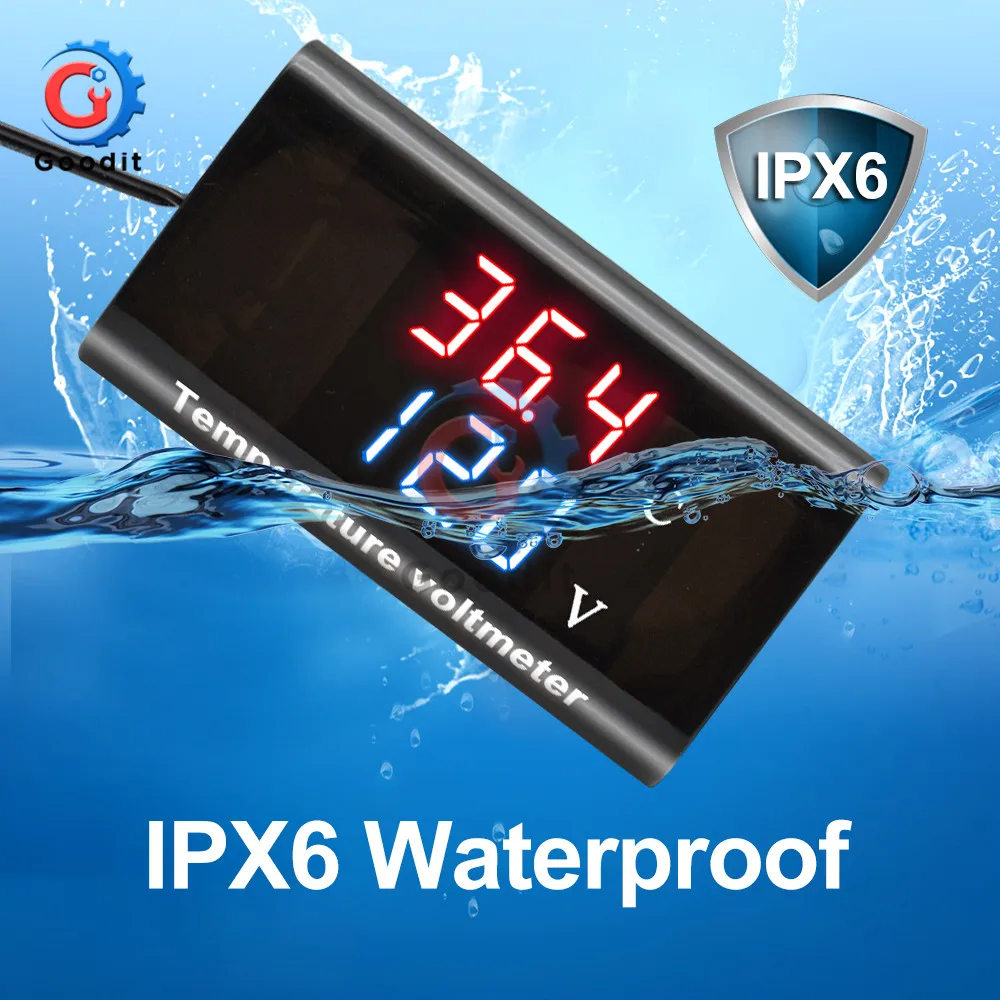 

DC12V LED Digital Temperature Controller Voltmeter Control Waterproor Dual Display Thermostat Aquarium Incubator Thermal Control
