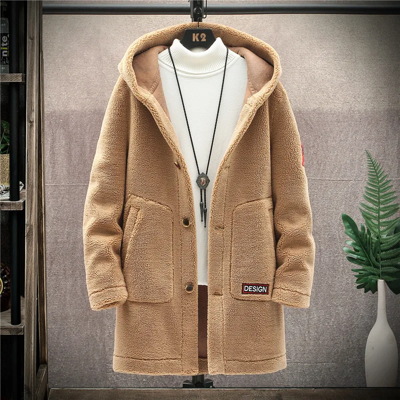 Мужское длинное зимнее пальто модная повседневная утепленная однобортная