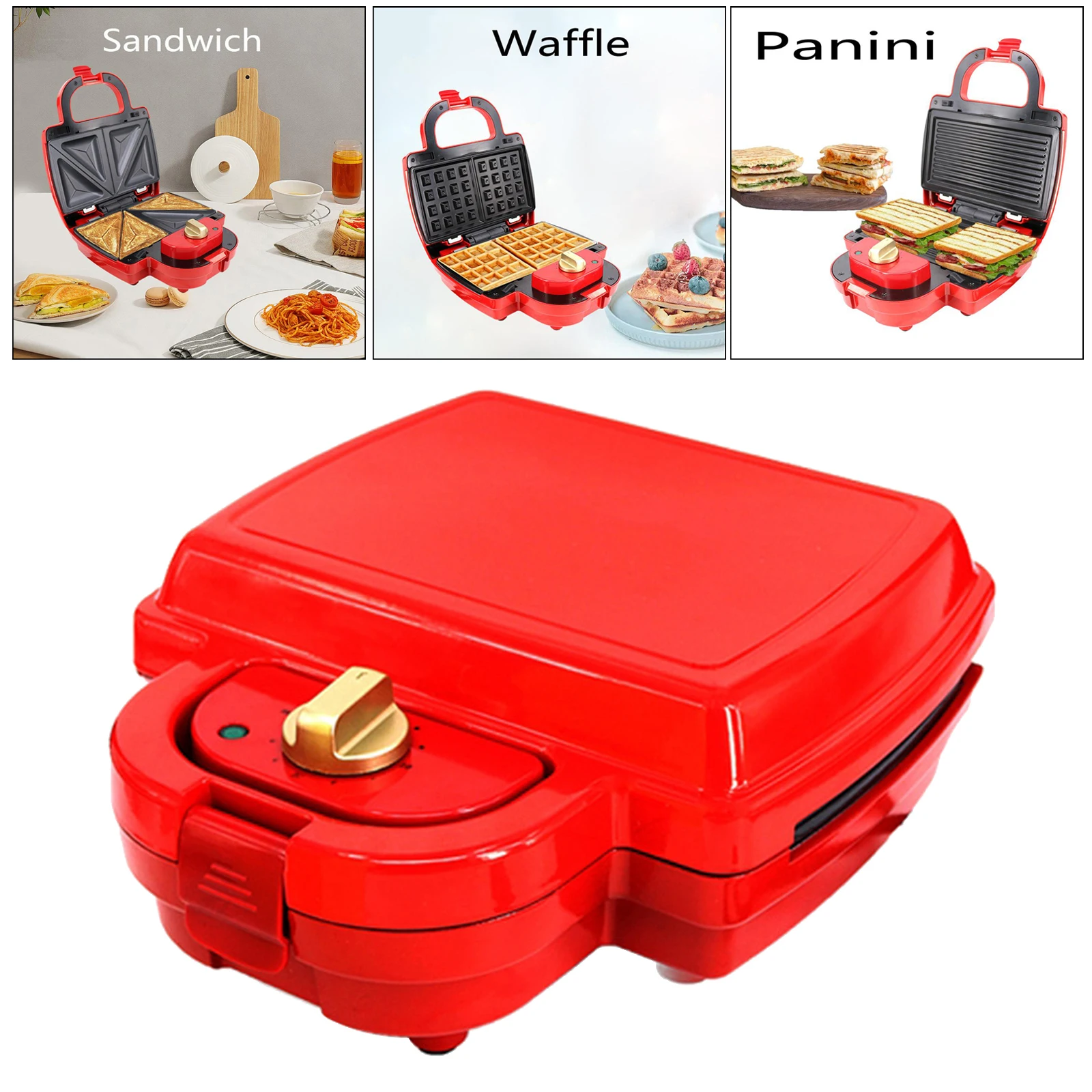 

3in1 Electric Sandwich Waffle Maker Grill Convenient 750W UK Plug Gifts