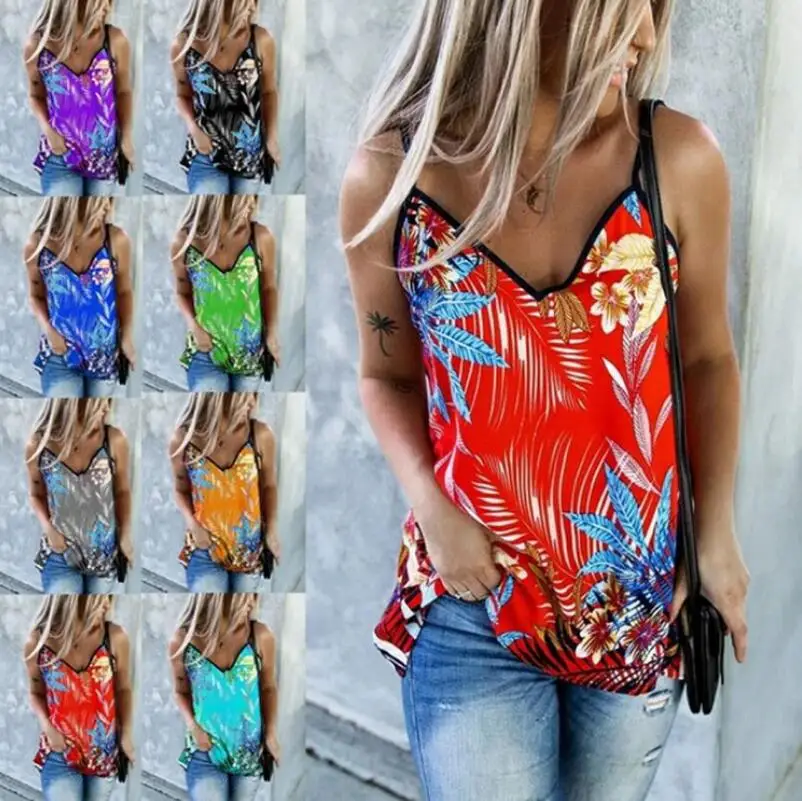 

Женская Повседневная майка без рукавов с v-образным вырезом