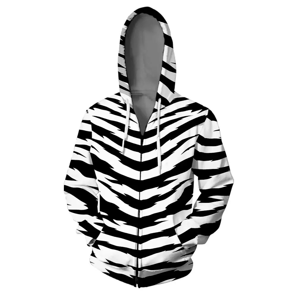 

WAMNI Stripe Zipper Hoodies Sweatshirt Streetwear Black White Elements Splice 3D Tee Spring Autumn Harajuku Hooded Sweatshirt