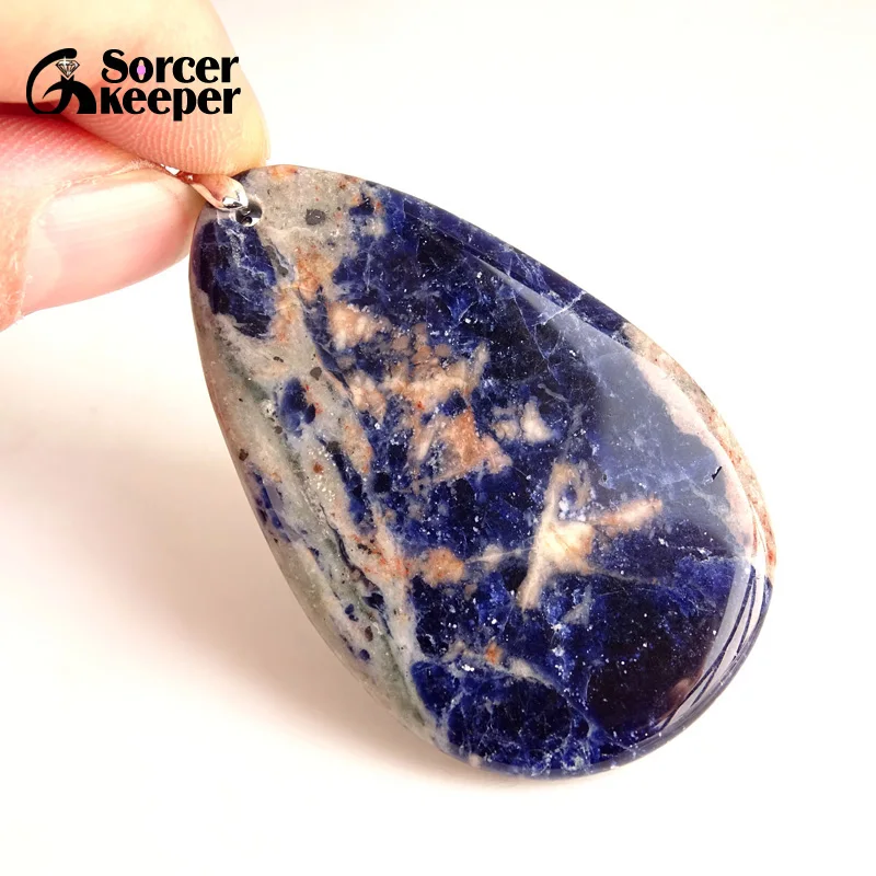 Men Jewelry New Crystal Pendant Necklace Natural Stone Blue Sodalite Beads Agates Reiki Healing Fashion Bijoux Women BA698 | Украшения и