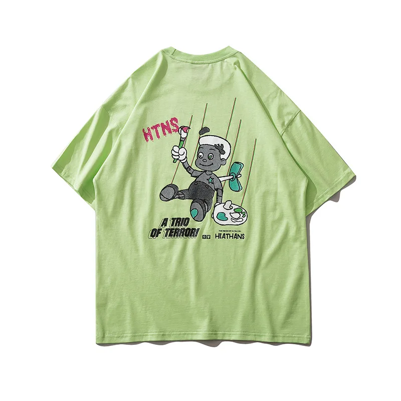 

Harajuku Fun Doll Print Short Sleeve T-shirts Unisex Hip Hop Streetwear Women's Casual Loose 100% Cotton Tops T Shirts For Girls